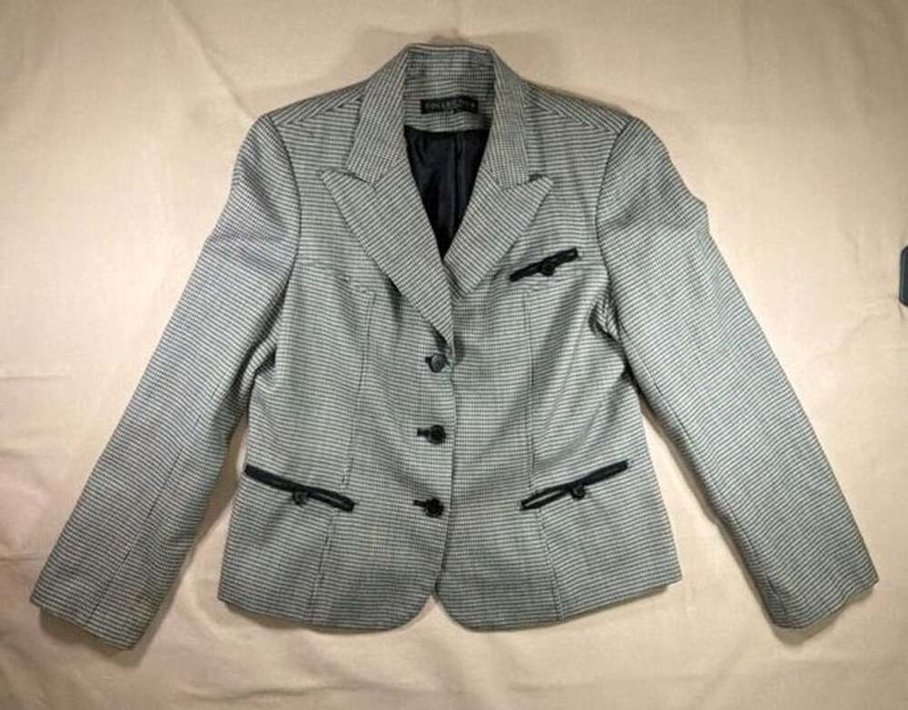 COLLECTION by harve benard Houndstooth Blazer Size 12 Black White Jacket